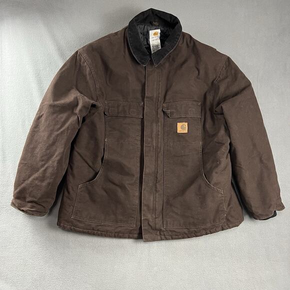 Vintage Carhartt Jacket Mens 2XL Brown Arctic Quilt Lined Duck Canvas Workwear - Picture 1 of 4